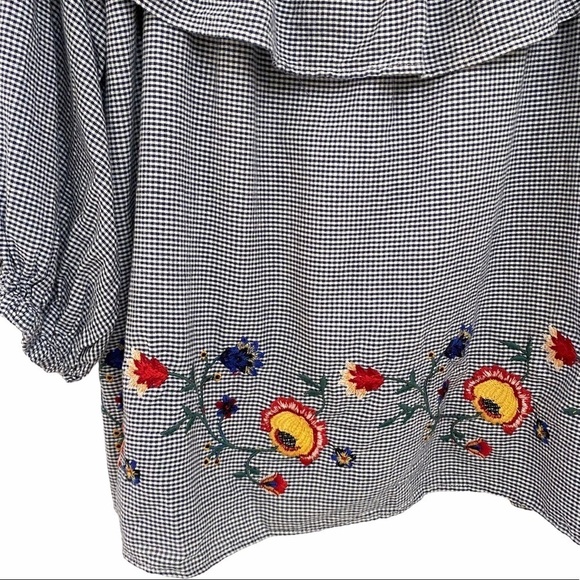 Zara Woman Off Shoulder Gingham Peasant Blouse XS - Picture 6 of 13
